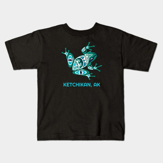 Ketchikan, Alaska Frog Pacific NW Native American Indian Kids T-Shirt by twizzler3b